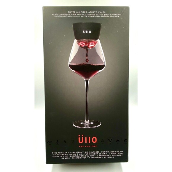 Uiio Wine Purifier Aerator w/ Base 5 Filters Travel Pouch Wine Glassesw/Box